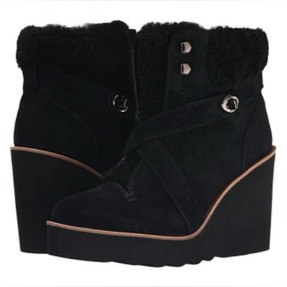 COACH Black Shearling Suede Kenna Bootie - Picture 2 of 8